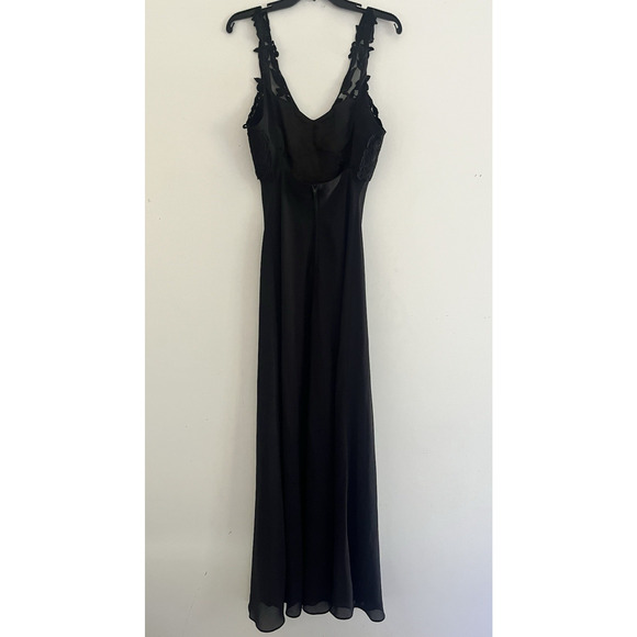 VTG Fiesta Chiffon Gown Medium Black Glitter Babydoll Whimsigoth Prom Formal - Picture 2 of 12